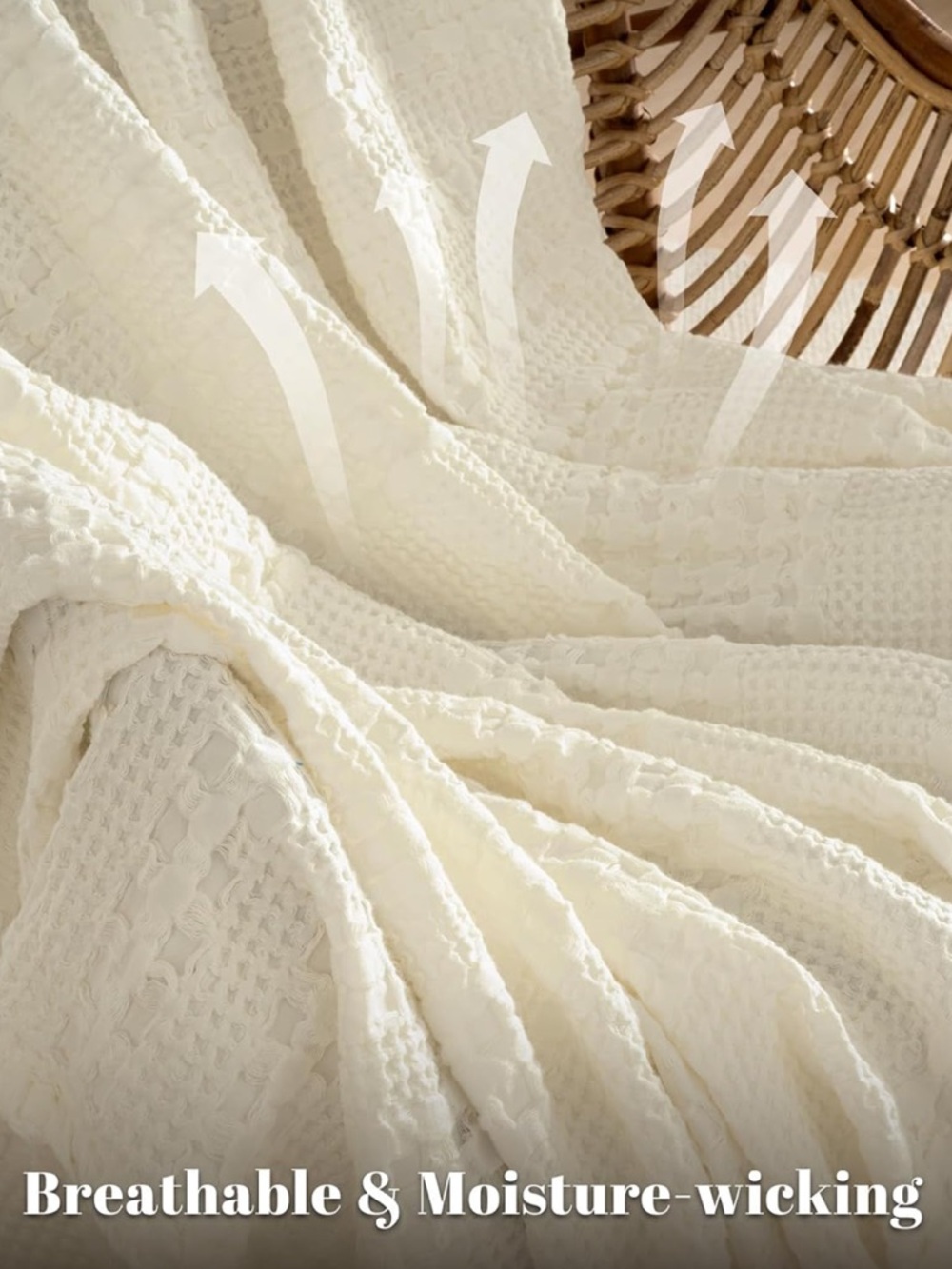 new Waffle-Textured Throw Blanket - Soft Home Bedding - Picture 4 of 9